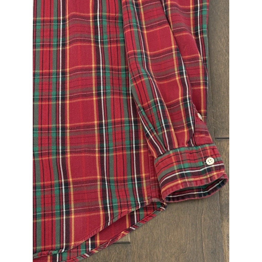Vintage Ralph Lauren Button Down RL Workshirt Red Plaid Long Sleeve Shirt Size M - Picture 5 of 7